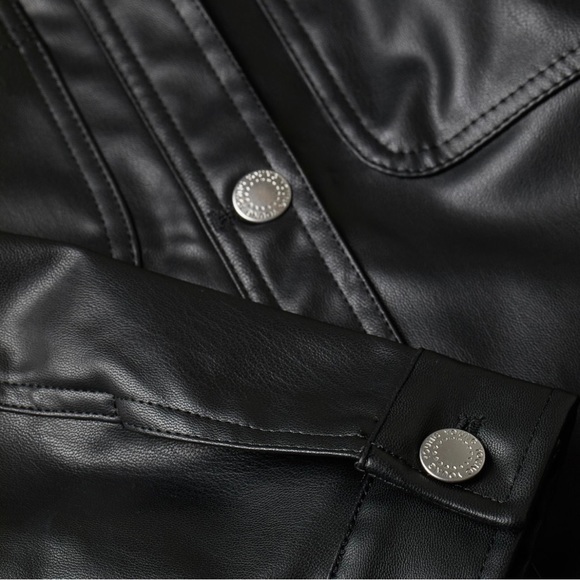 NEW H&M BLACK FAUX LEATHER SHIRT JACKET (SIZE 8) - Picture 5 of 5